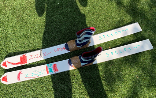 a homemade pair of skis