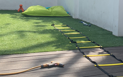 an obstacle course in a garden