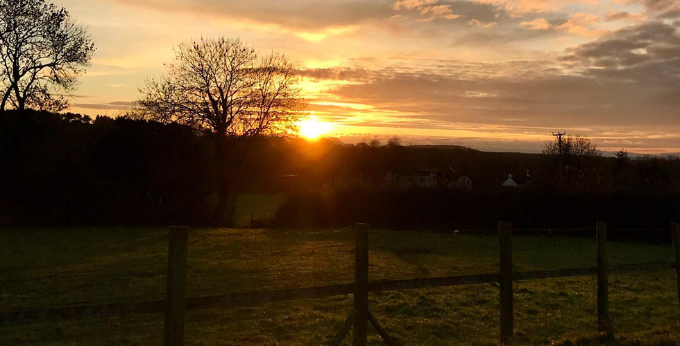 a sunset in the countryside