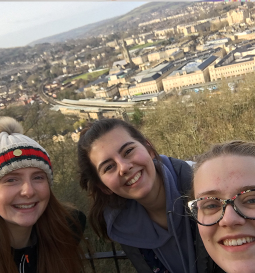 three women overlooking Bath