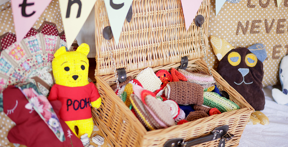 Sewing projects in basket