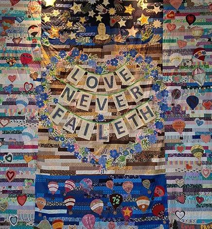 Norland panel of a sewn patchwork quilt for the grenfell memorial quilt project