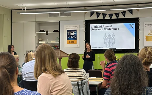 Dr Rebecca Digby, Vice Principal at Norland, presenting at the Norland Annual Research Conference