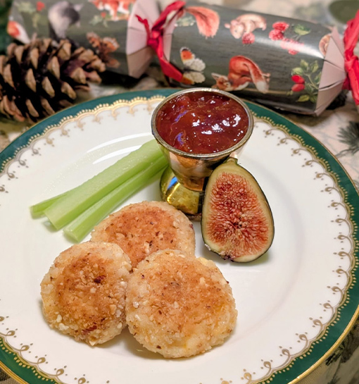 Some food on a festive dinner table